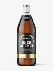Dark beer bottle mockup