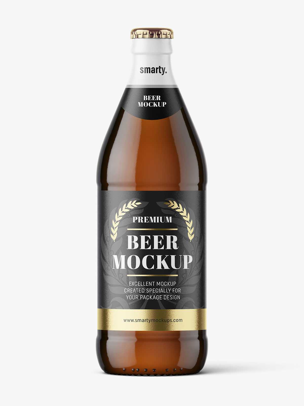 Dark beer bottle mockup