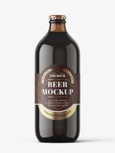 Dark beer bottle mockup