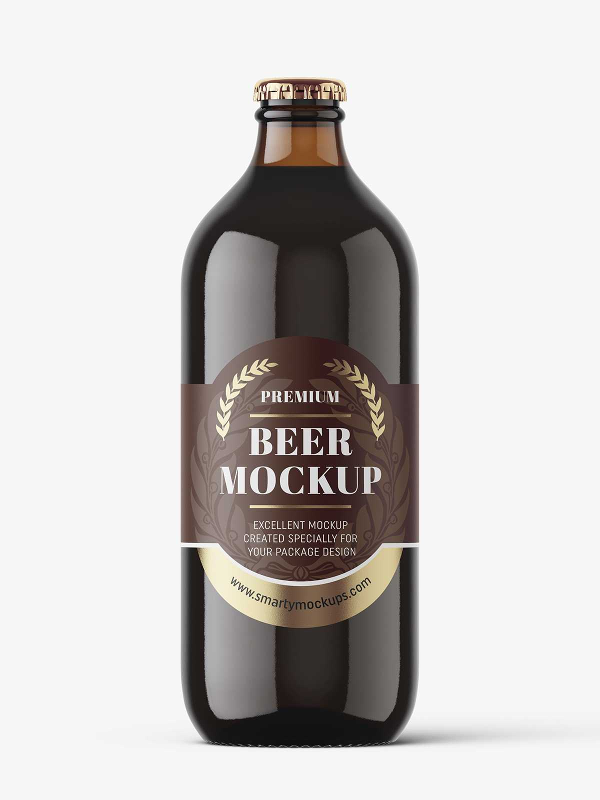 Dark beer bottle mockup