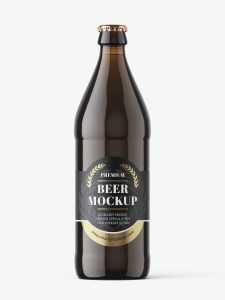 Dark beer bottle mockup