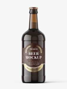 Dark beer bottle mockup