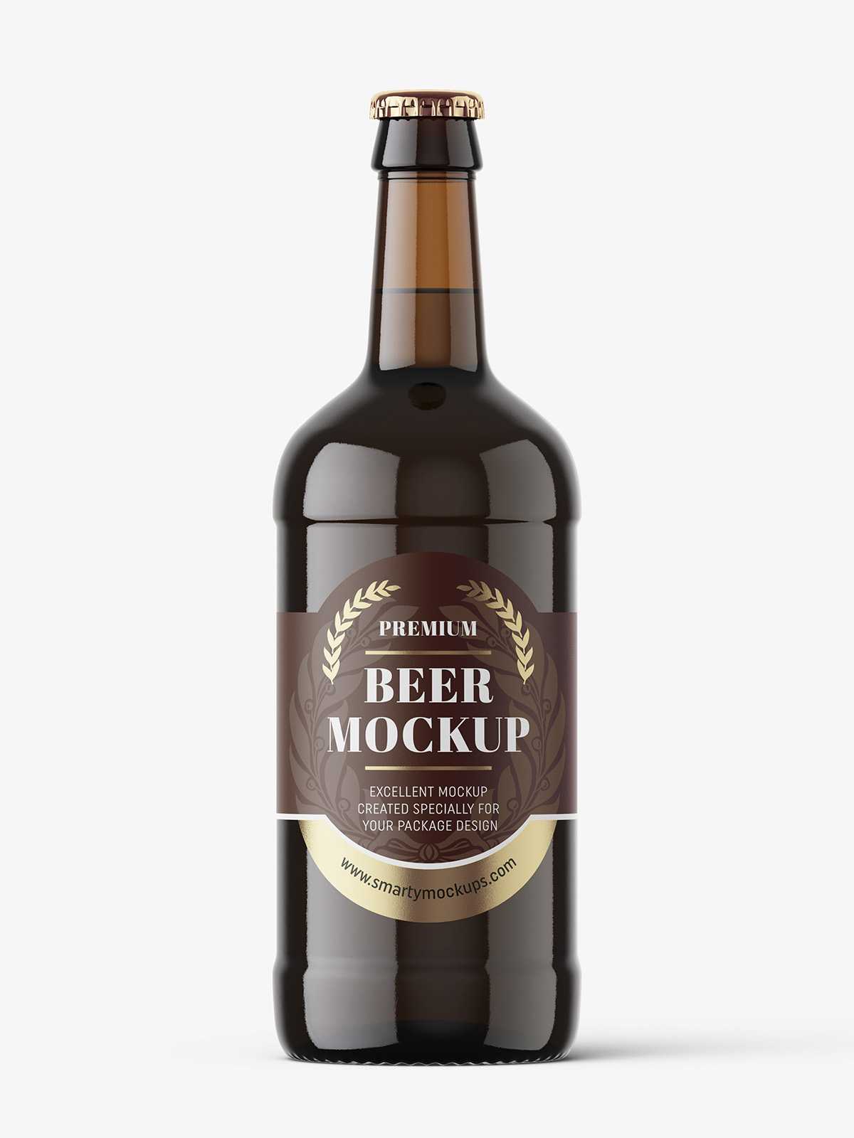 Dark beer bottle mockup