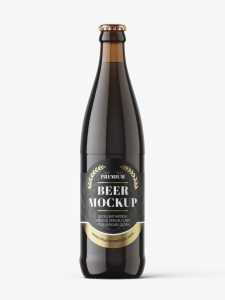 Dark beer bottle mockup