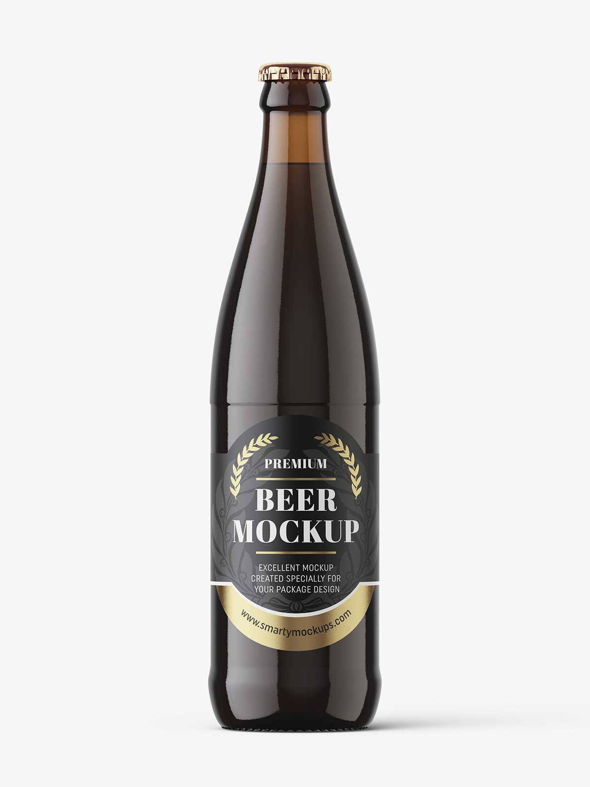 Dark beer bottle mockup