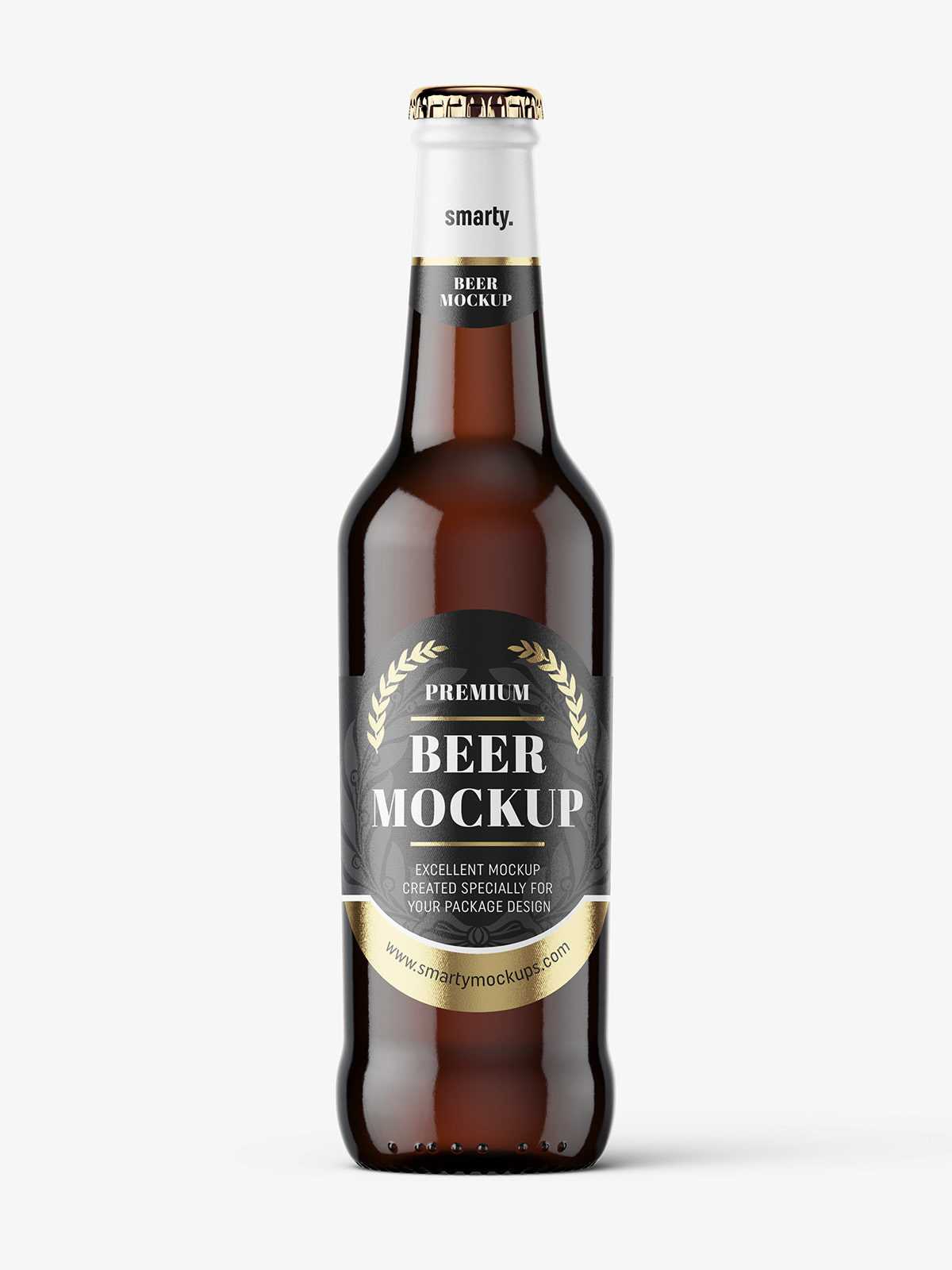 Dark beer bottle mockup