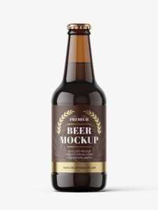 Dark beer bottle mockup / 330 ml