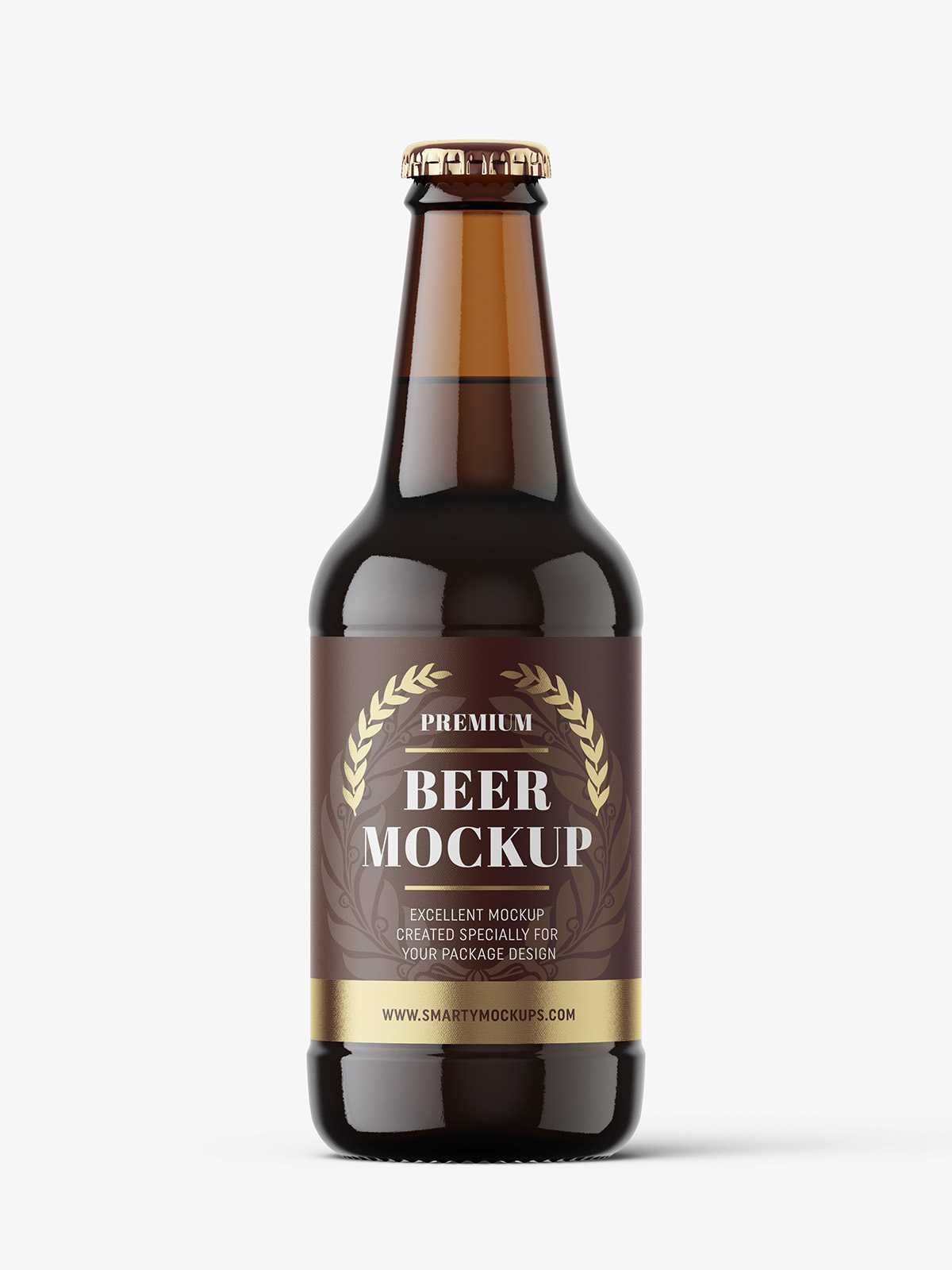Dark beer bottle mockup / 330 ml