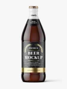 Dark beer bottle mockup