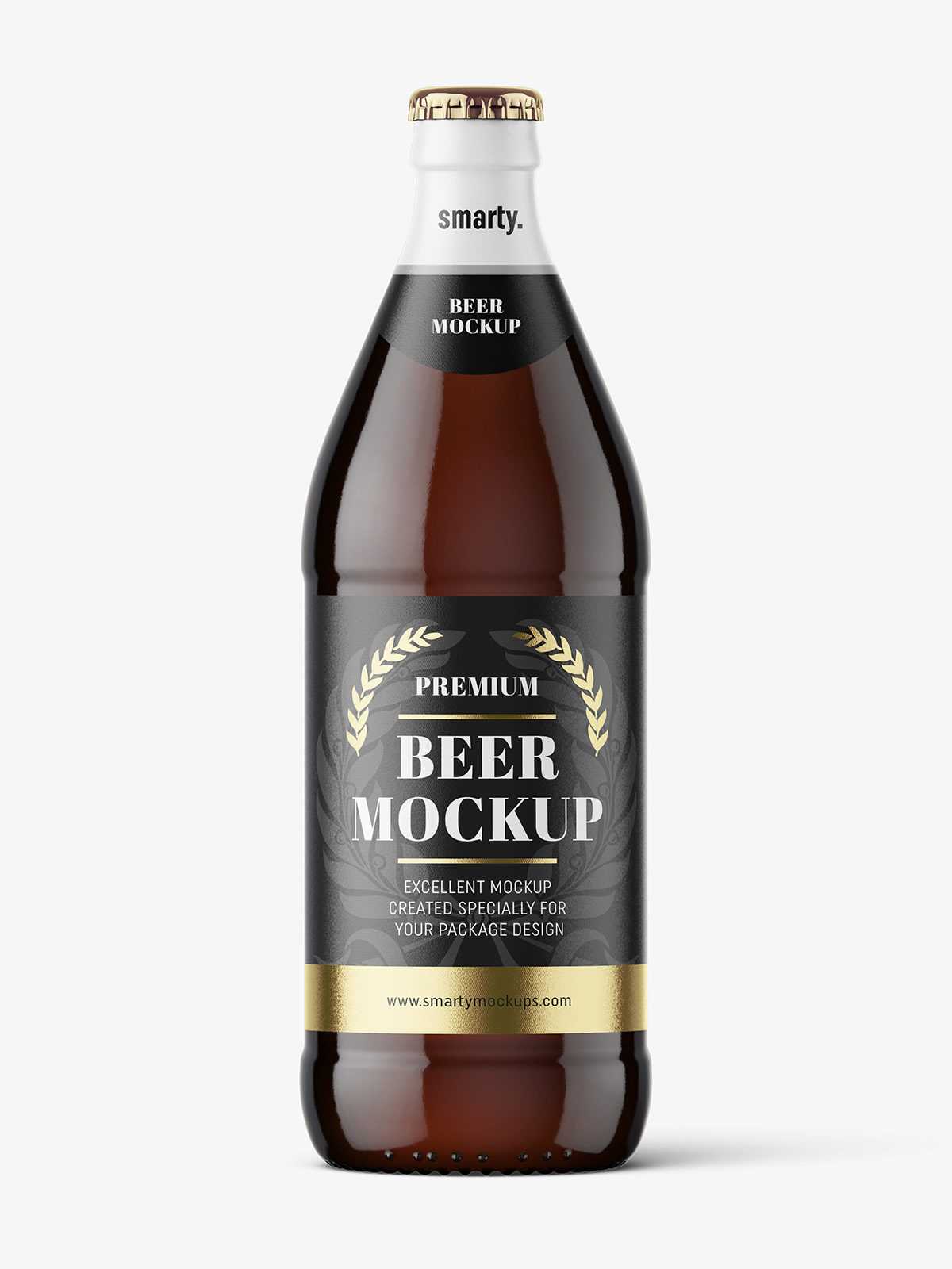 Dark beer bottle mockup