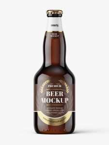 Dark beer bottle mockup