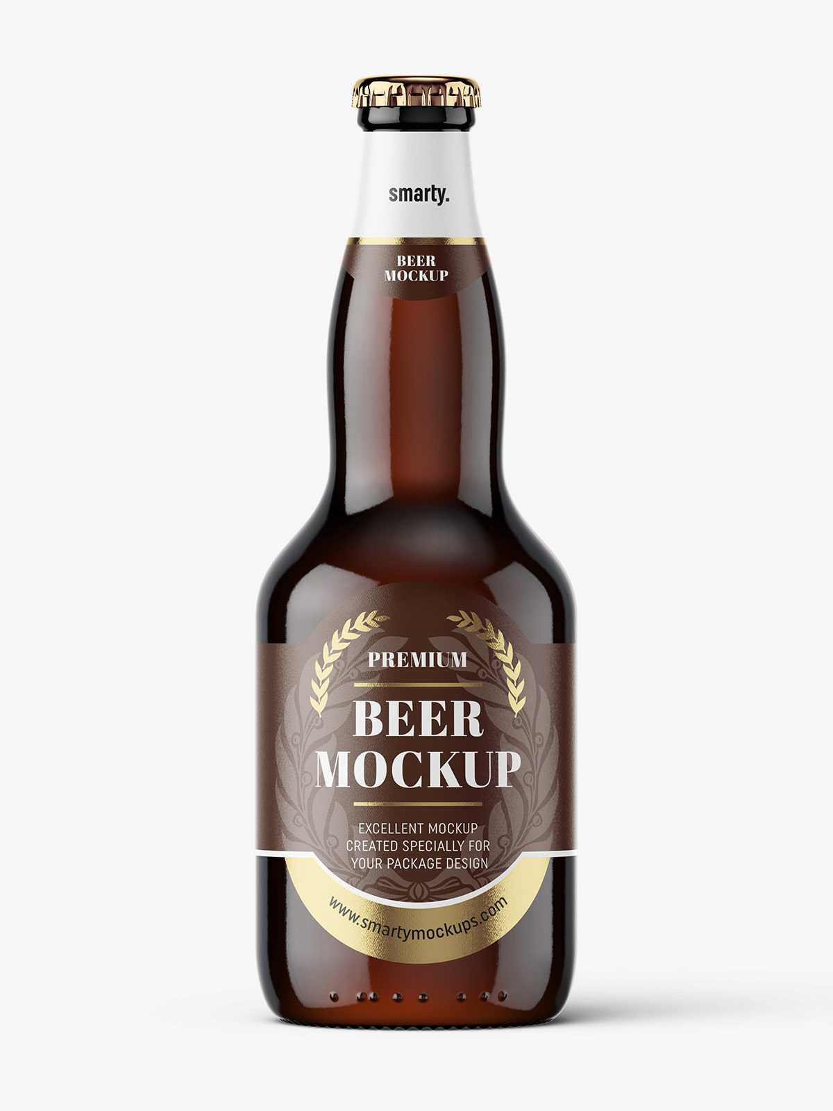 Dark beer bottle mockup