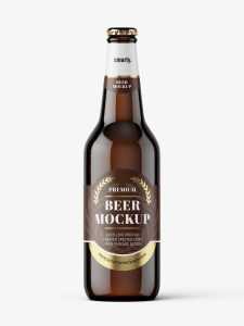 Dark beer bottle mockup