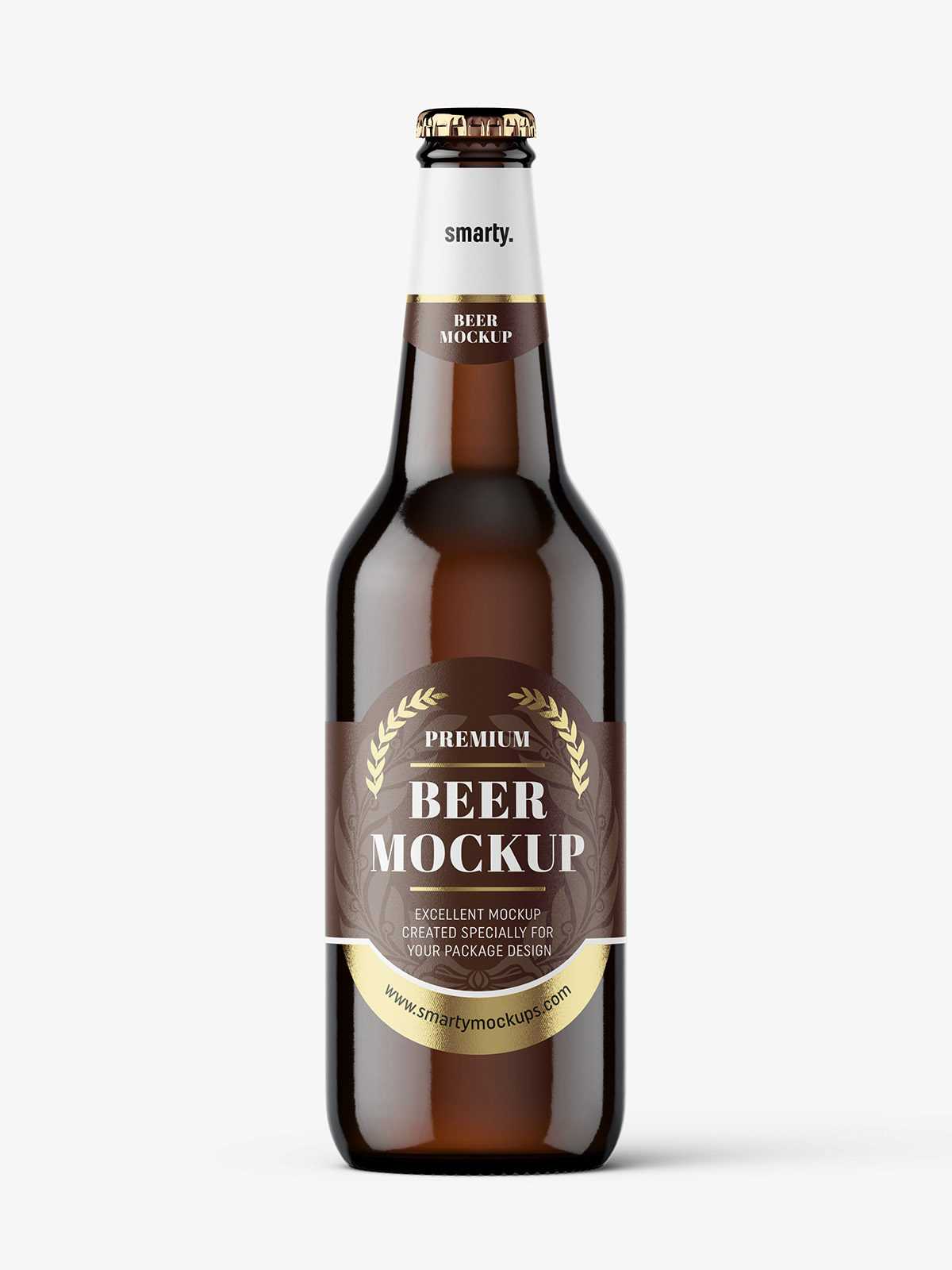 Dark beer bottle mockup