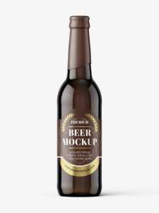 Dark beer bottle mockup