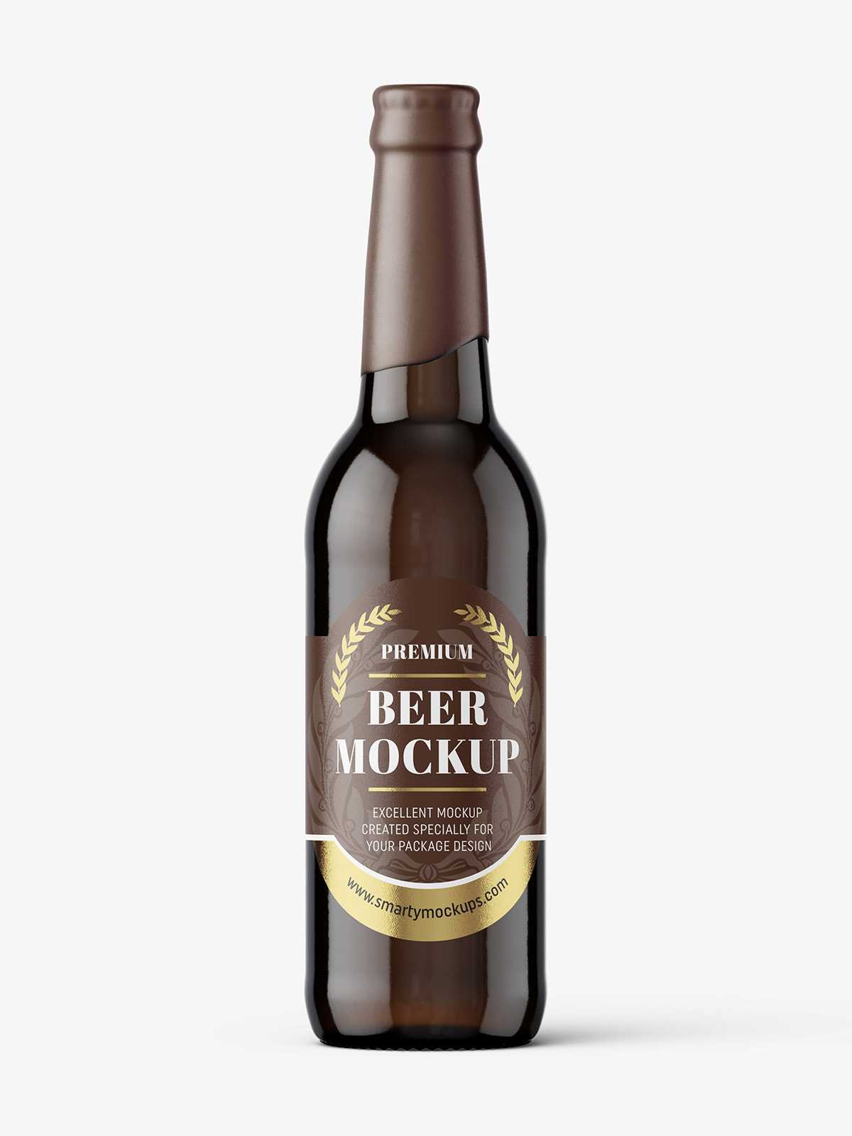 Dark beer bottle mockup