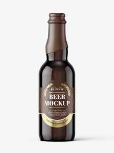 Dark beer bottle mockup
