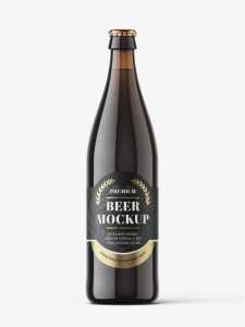 Dark beer bottle mockup