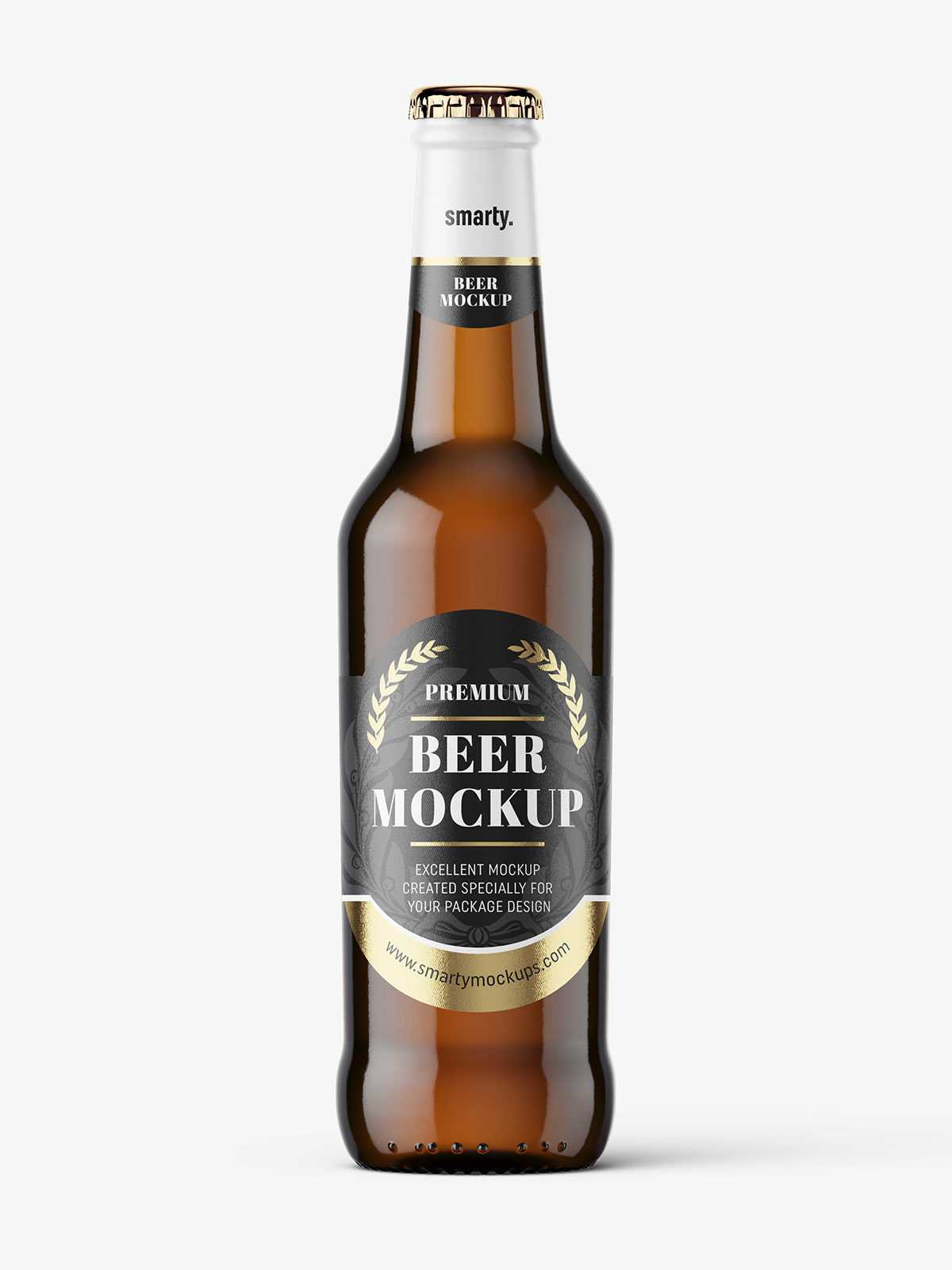 Dark beer bottle mockup