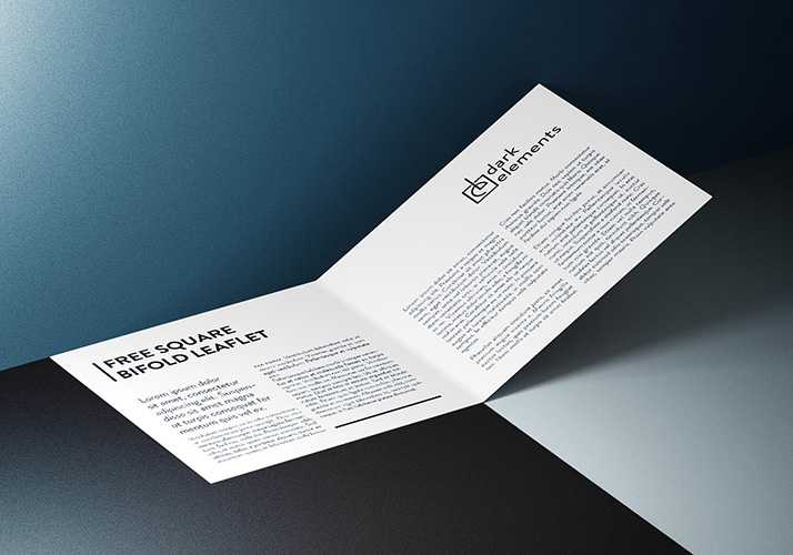 Dark Elements / Square bifold leaflet mockup