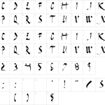 Mapa de caracteres da fonte Dark Horse Font