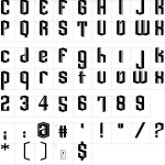 Mapa de caracteres da fonte Dark Knight Font