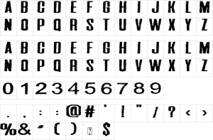 Mapa de caracteres da fonte Darkness Of The Night Font