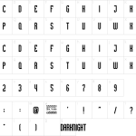 Mapa de caracteres da fonte Darknight Font