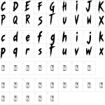 Mapa de caracteres da fonte Darko Trace Font