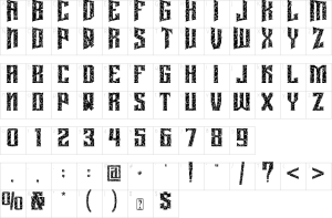 Mapa de caracteres da fonte Darkore Font