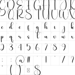 Mapa de caracteres da fonte Darling Font