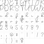 Mapa de caracteres da fonte Darling Font