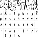 Mapa de caracteres da fonte Darling Font