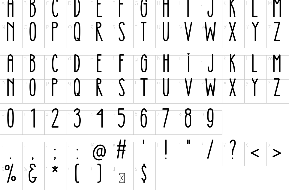 Mapa de caracteres da fonte Darling Kisses Font
