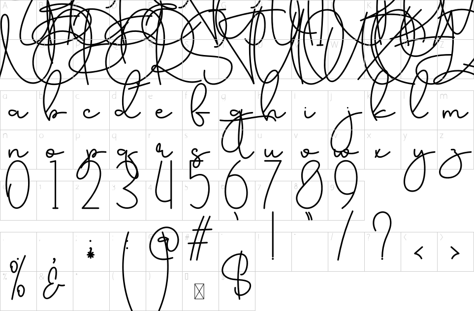 Mapa de caracteres da fonte Darling Nautical Font