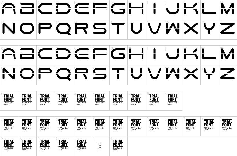 Mapa de caracteres da fonte Dates Detail Font