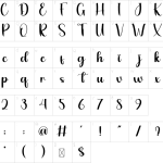Mapa de caracteres da fonte Daughter Font
