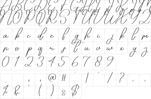 Mapa de caracteres da fonte Daughter Font