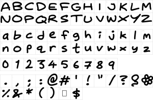 Mapa de caracteres da fonte Daydreamer Font