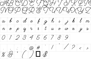 Mapa de caracteres da fonte Daylane Font
