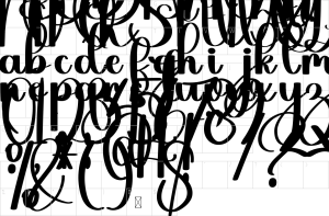 Mapa de caracteres da fonte Dayling Font