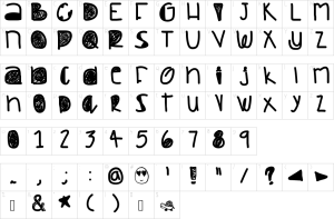 Mapa de caracteres da fonte Dazed And Confused Font