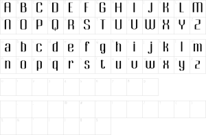 Mapa de caracteres da fonte Dazney Blur Font