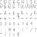 Mapa de caracteres da fonte Dazzling Font