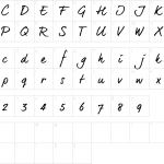 Mapa de caracteres da fonte Dear Joe 6 Font