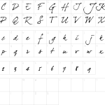 Mapa de caracteres da fonte Dear Joe Four Font