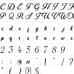 Mapa de caracteres da fonte Dearllane Font