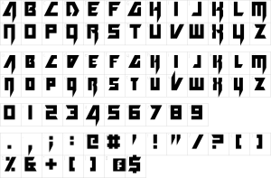 Mapa de caracteres da fonte Death Hector Font