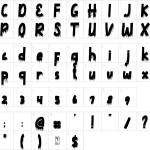 Mapa de caracteres da fonte Death Party Font