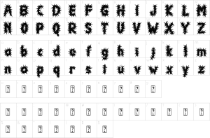 Mapa de caracteres da fonte Death Prison Font